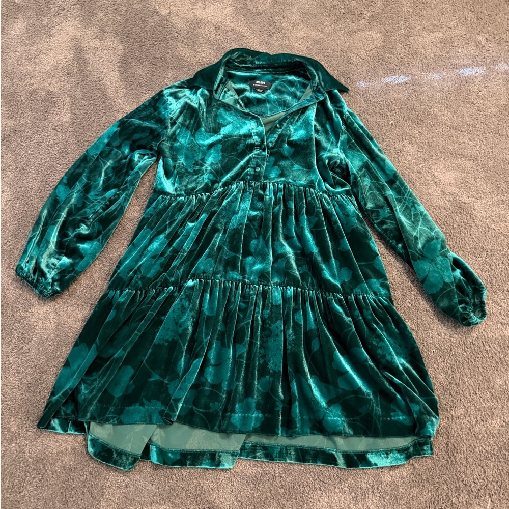 Anthropologie Maeve Teal Velvet Blouse